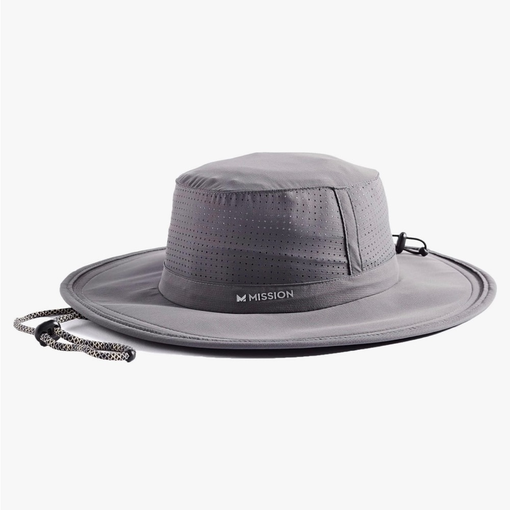 NWT Mission Charcoal Cooling Bucket Hat Wide Rim Adjustable